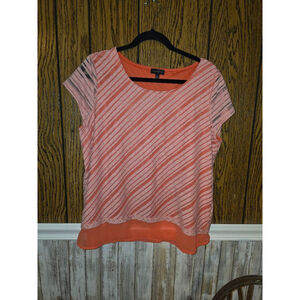 Women's THE LIMITED Orange & White Striped Short Sleeve Tee XL